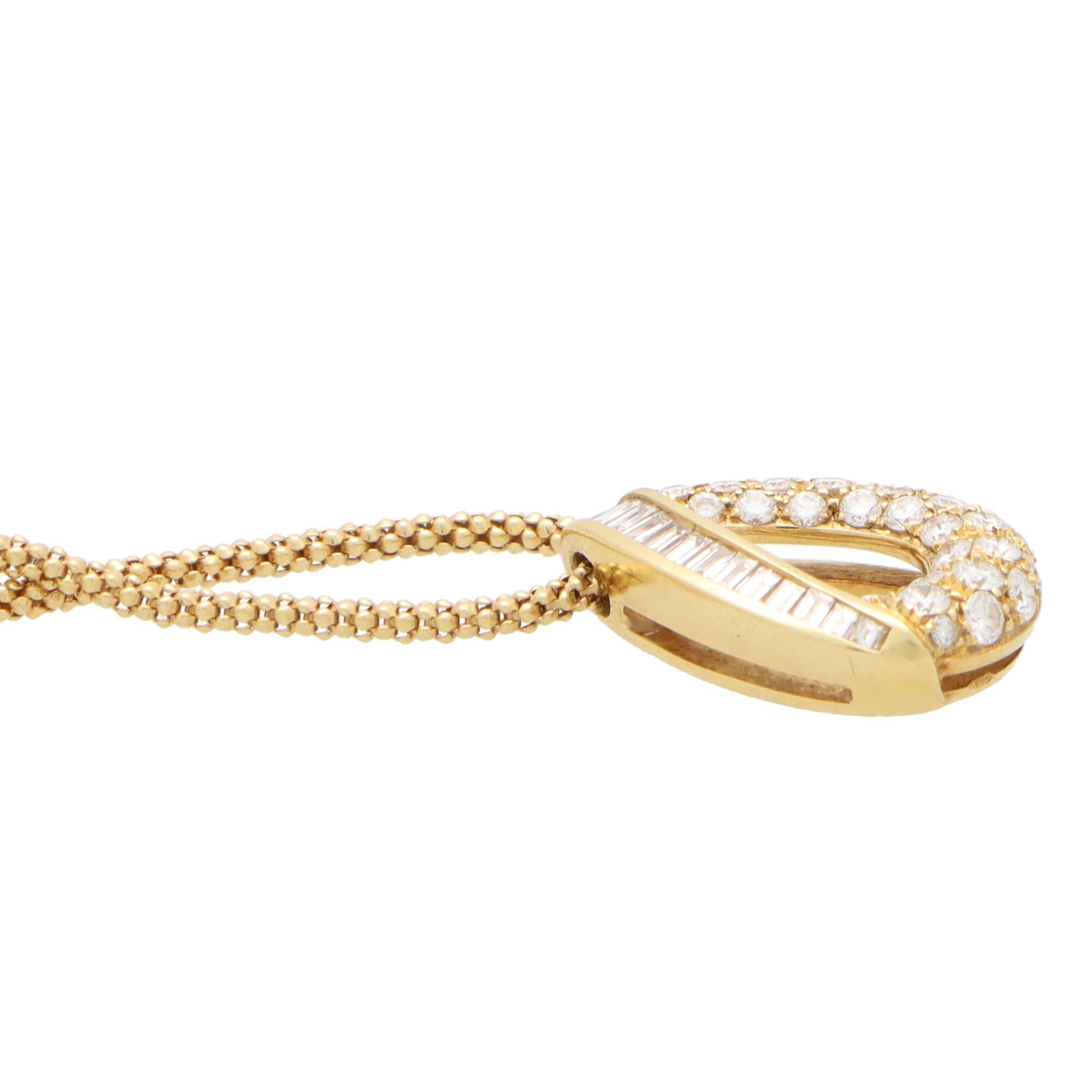 Retro  Vintage Boucheron Diamond Tear Drop Necklace in 18k Yellos Gold