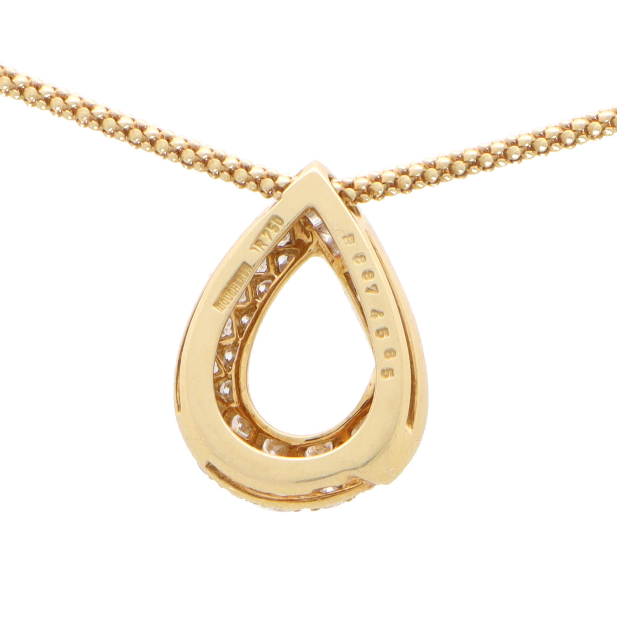  Vintage Boucheron Diamond Tear Drop Necklace in 18k Yellos Gold In Excellent Condition In London, GB