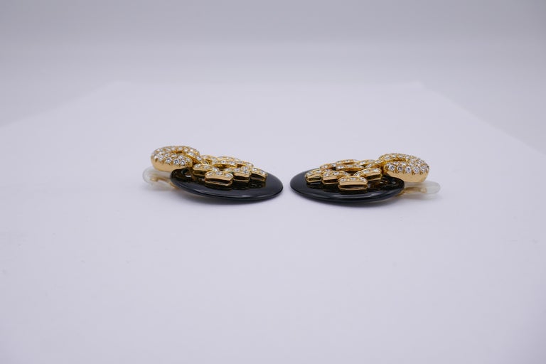Vintage Boucheron Earrings 18k Gold Diamond Onyx Estate Jewelry For Sale 2