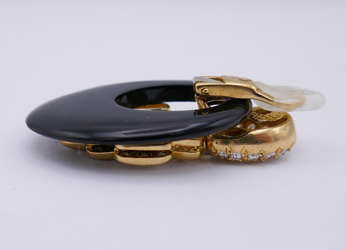 Vintage Boucheron Earrings 18k Gold Diamond Onyx Estate Jewelry For Sale 1