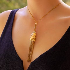 Vintage Boucheron 'Frou Frou' Diamond Tassel Necklace Set in 18k Yellow Gold