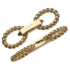 Vintage Boucheron Gold Twisted Rope Cufflinks, with Case, circa 1985