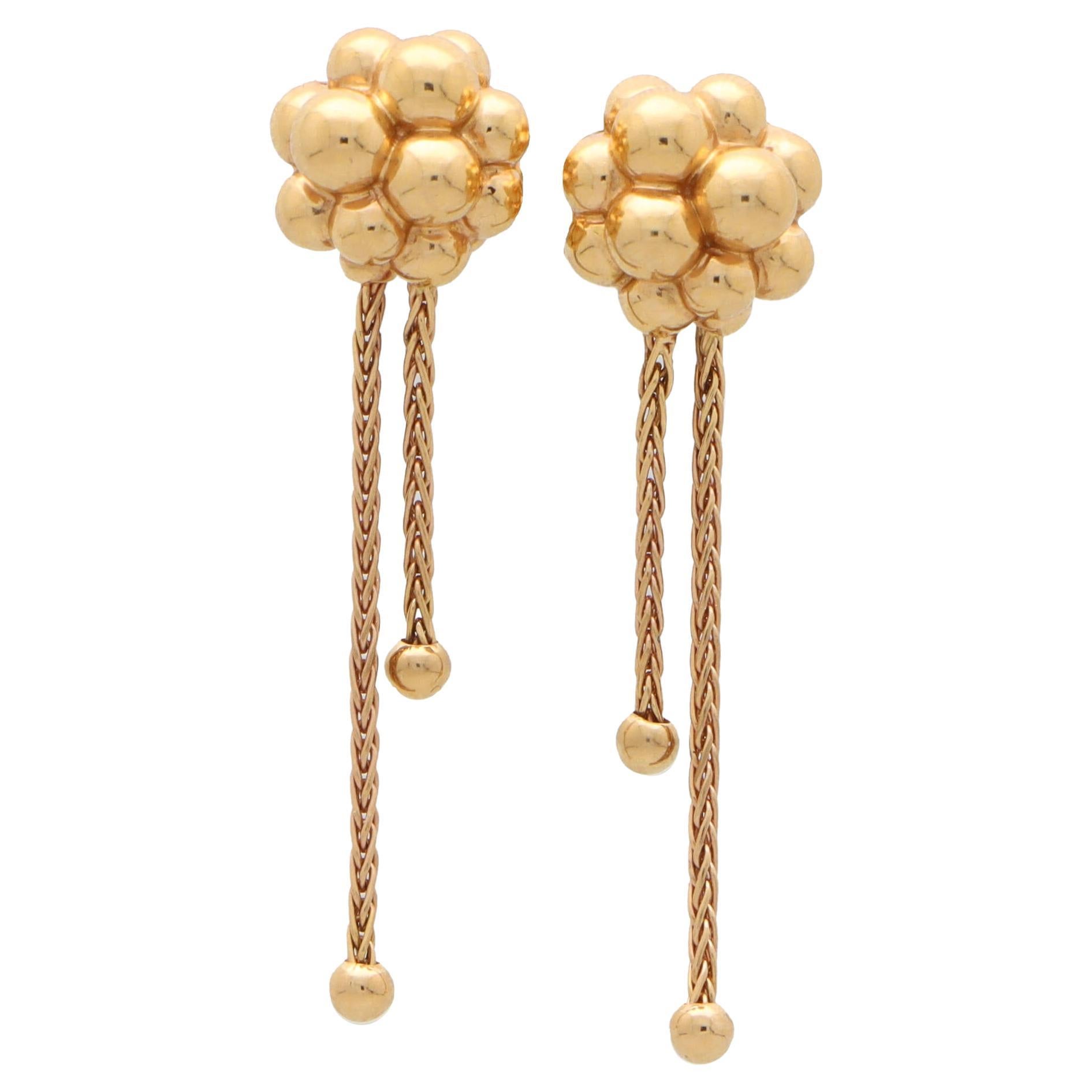  Vintage Boucheron 'Grains De Mure' Drop Earrings in 18k Rose Gold