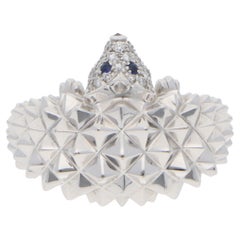 Vintage Boucheron Hans The Hedgehog Diamond and Sapphire Ring in White Gold