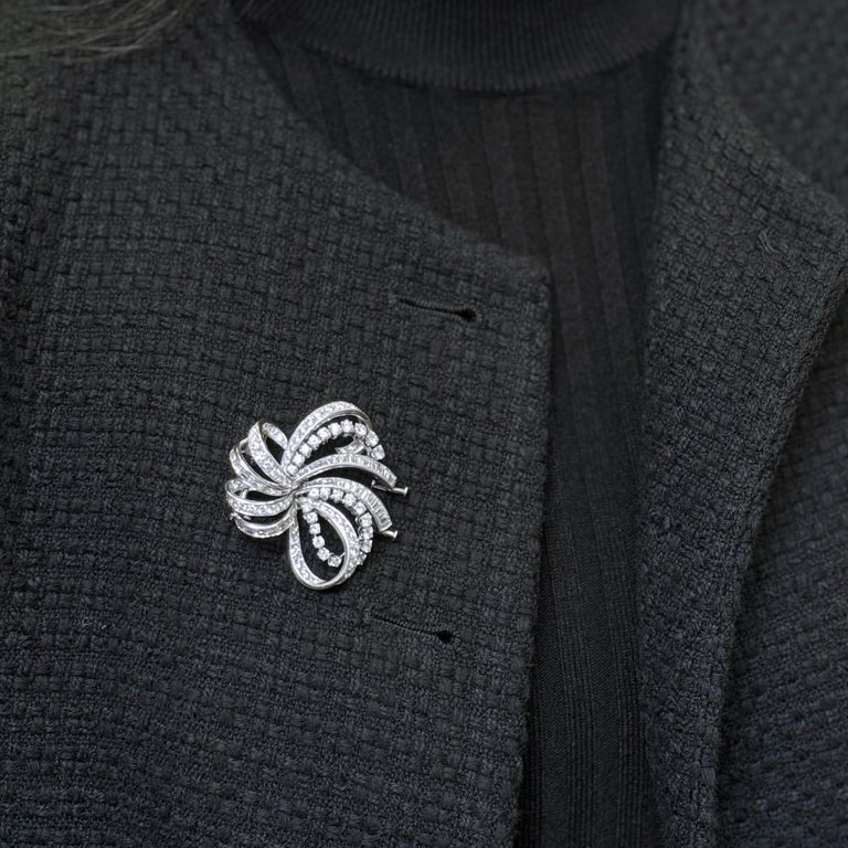 Broche Nœud Papillon En Or 18 Carats Et Diamants - Bijou Vintage Occasion - Très Jolie