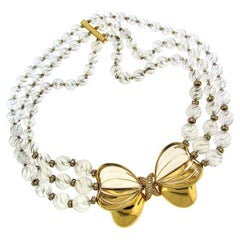 Vintage Boucheron Necklace Rock Crystal Diamond 18k Gold French Estate Jewelry