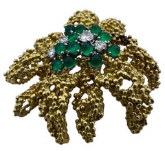 Vintage Boucheron Paris 18K Gold, Chrysoprase and Diamond Pin Brooch