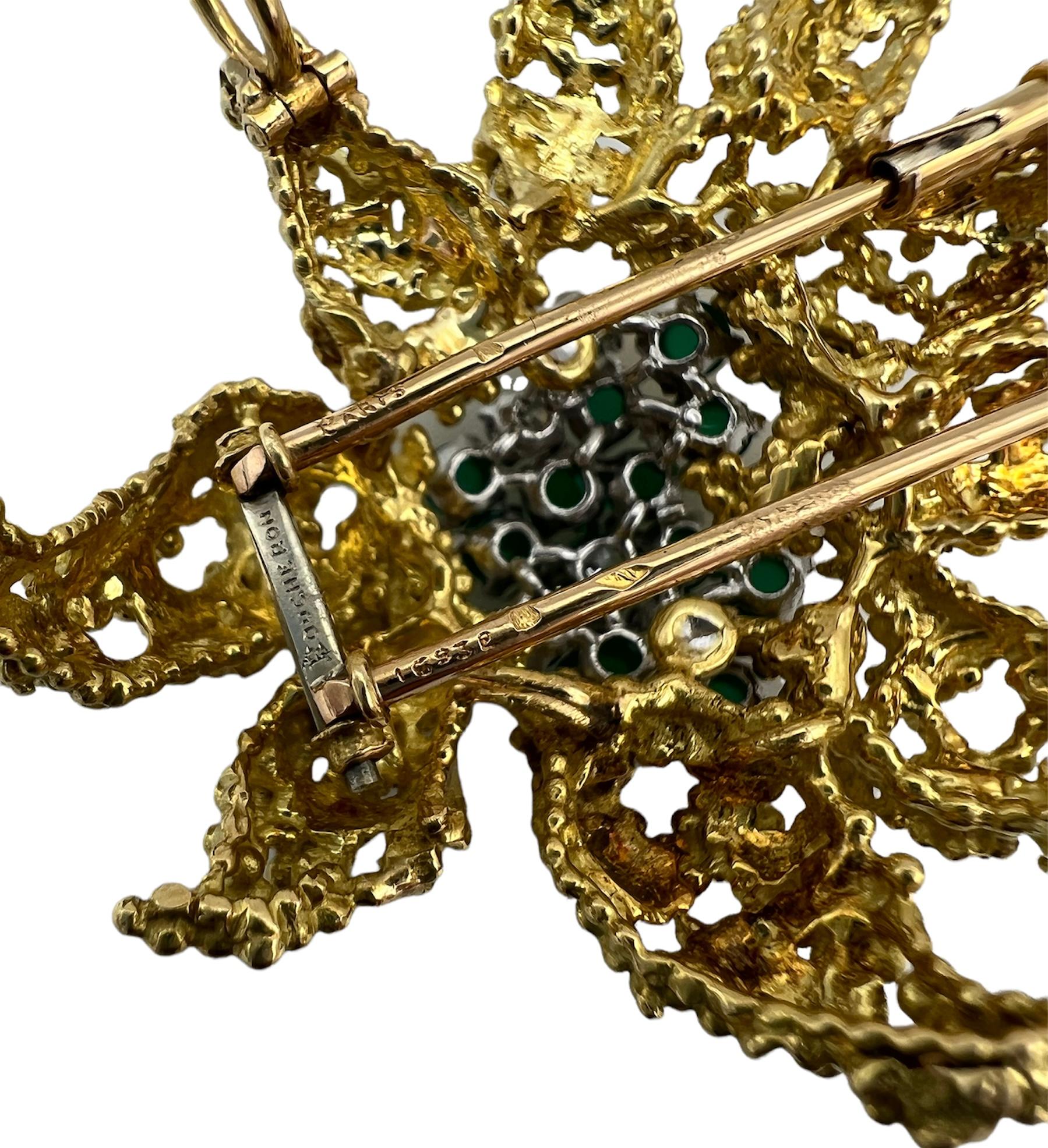 Vintage Boucheron Paris 18K Gold, Chrysoprase and Diamond Pin Brooch 4