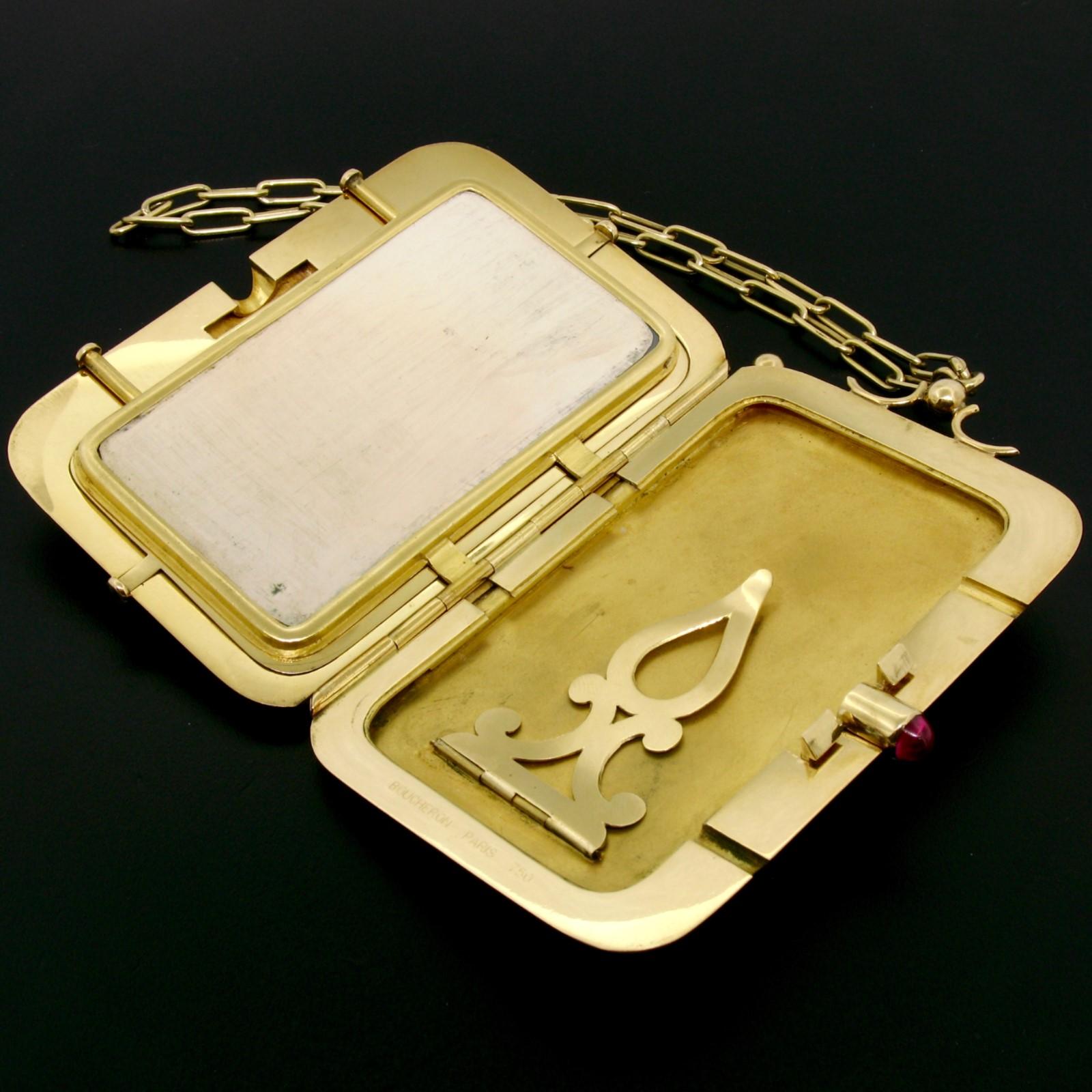 Vintage Boucheron Paris 18k Tri Color Gold Ruby Compact Powder Case 166.4 Grammi 4