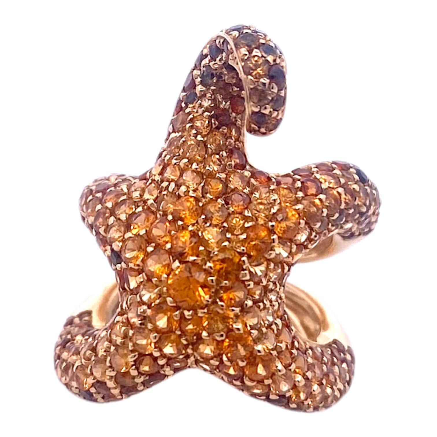 This exquisite cocktail ring crafted by a renowned jewelry house Boucheron Paris, exemplifies the artistry and innovation synonymous with modern design. Fashioned from solid 18-karat yellow gold, the ring showcases a stunning sculptural sea animal