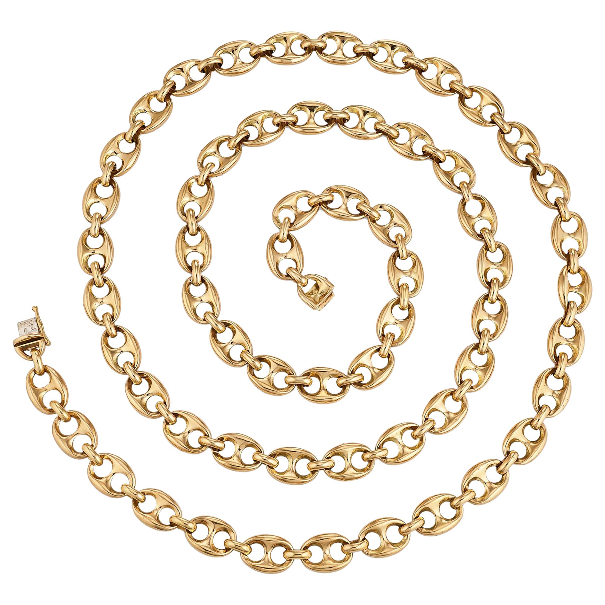 Vintage Boucheron Paris Gold Solid Link Chain Necklace