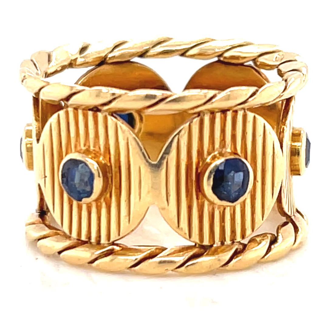 Women's or Men's Vintage Boucheron Paris Sapphire 18 Karat Gold Band Ring
