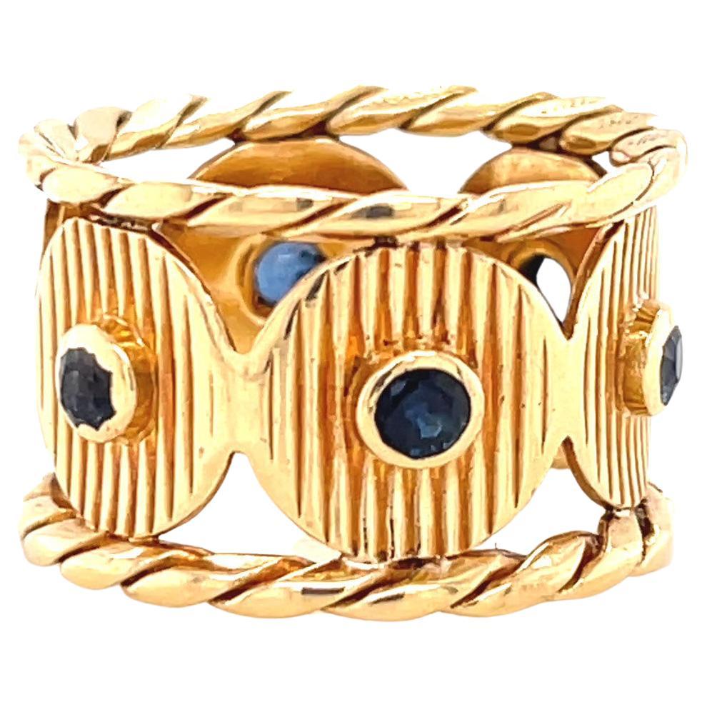 Vintage Boucheron Paris Sapphire 18 Karat Gold Band Ring