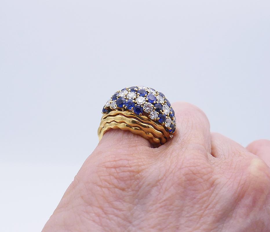 Vintage Boucheron Ring 18k Gold Sapphire Diamond 6