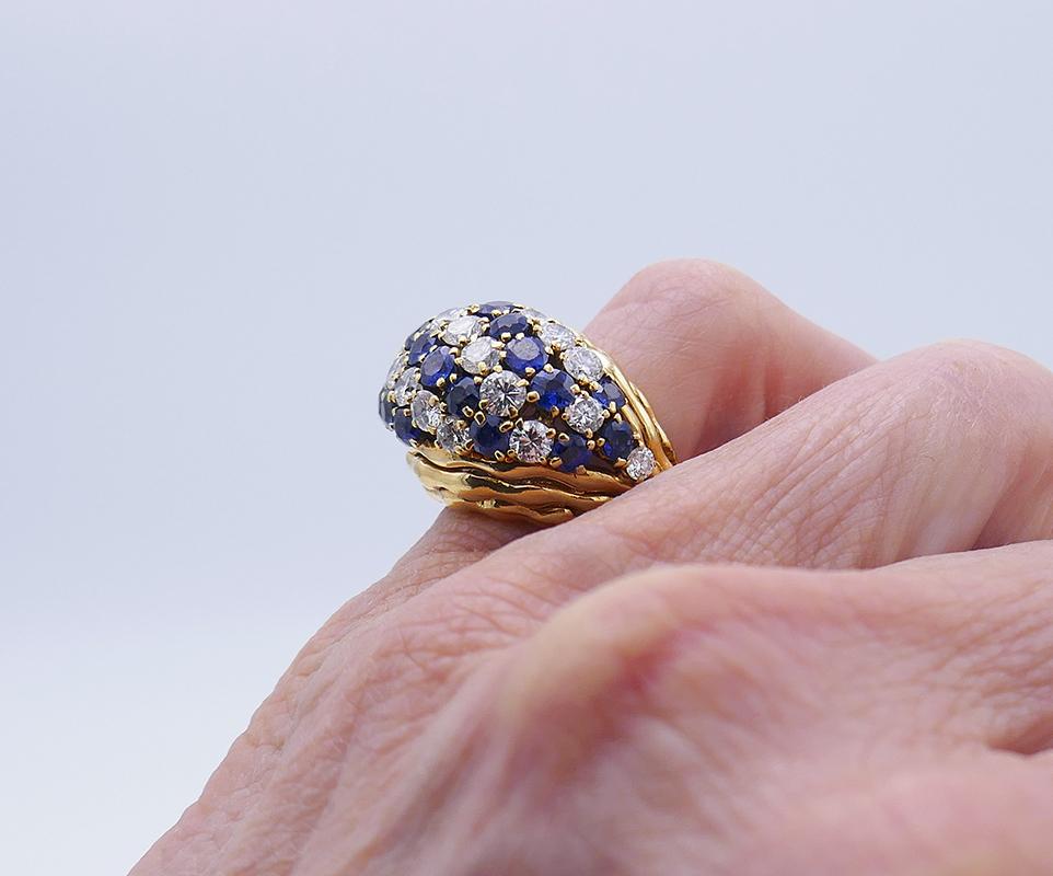 Vintage Boucheron Ring 18k Gold Sapphire Diamond 7