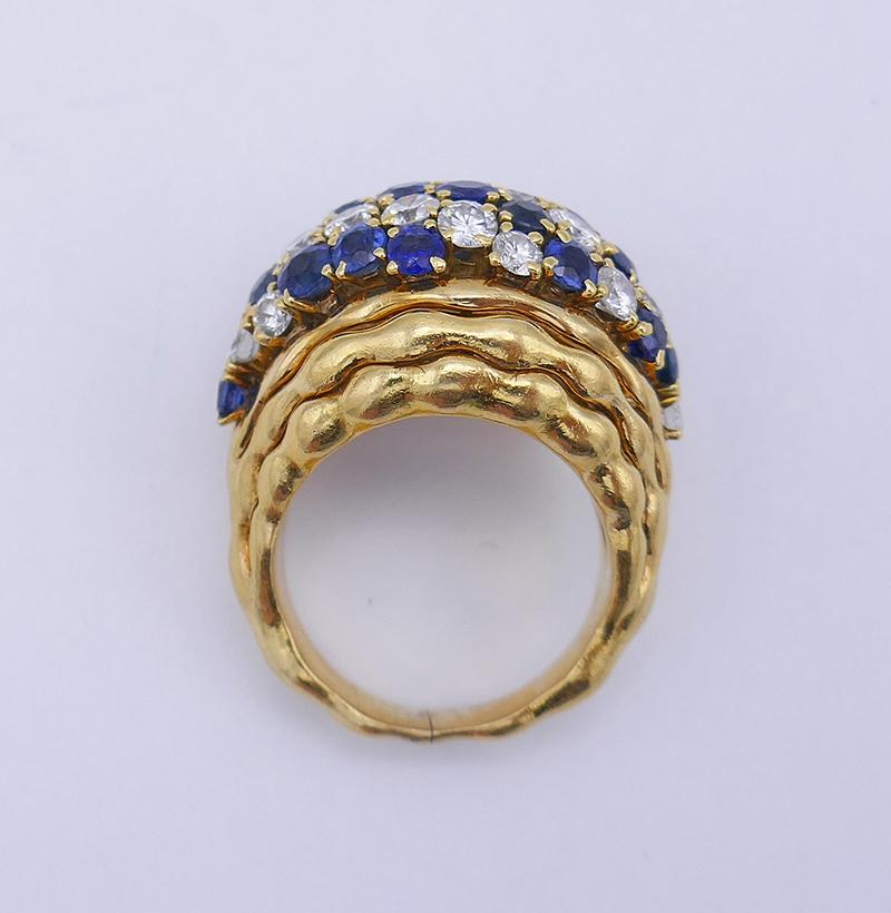 Women's Vintage Boucheron Ring 18k Gold Sapphire Diamond 