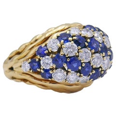 Boucheron Vintage-Ring, 18 Karat Gold, Saphir, Diamant 