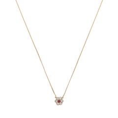 Vintage Boucheron Ruby and Diamond Necklace in Yellow Gold