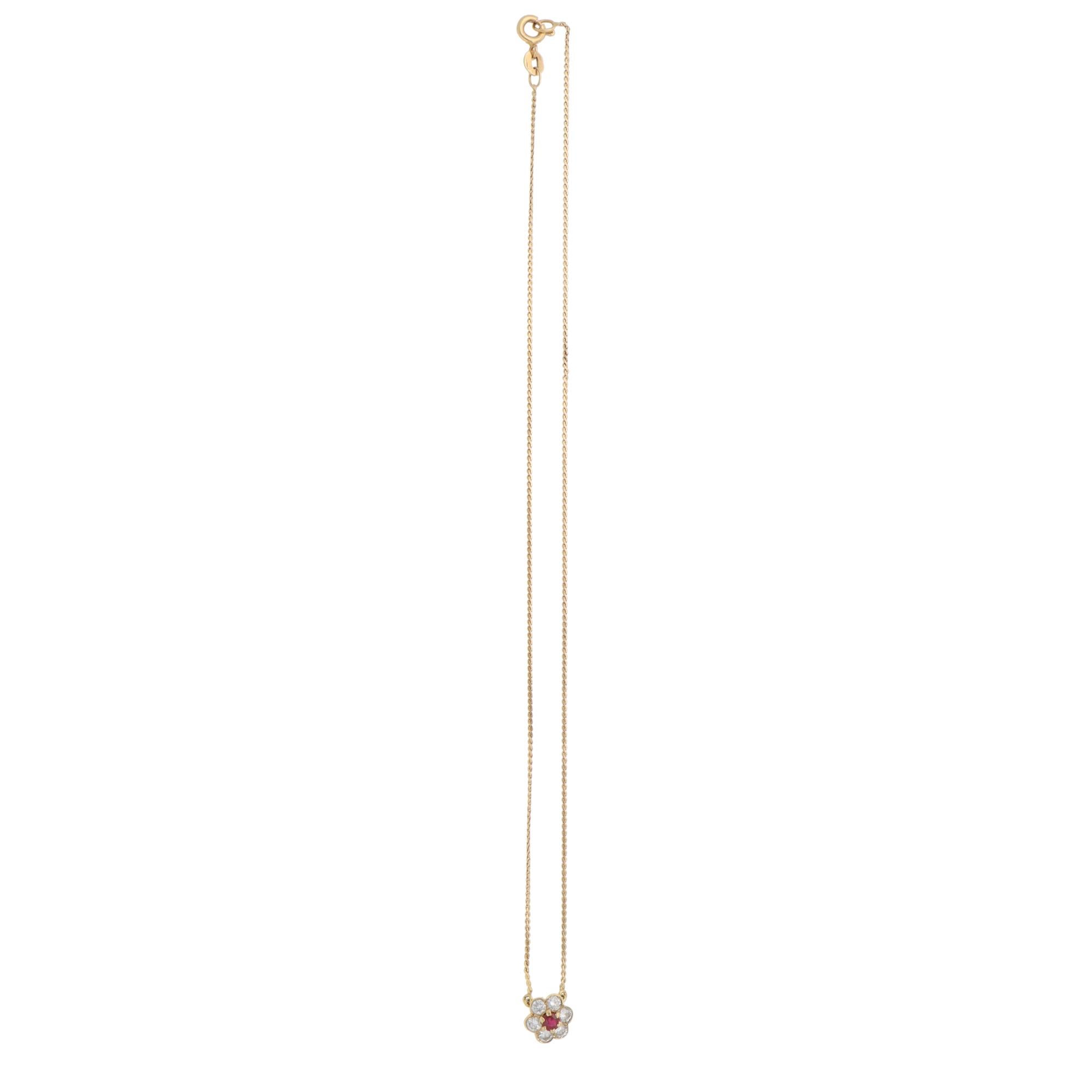 Boucheron Vintage-Halskette aus Gelbgold mit Rubin und Diamanten (Brillantschliff)