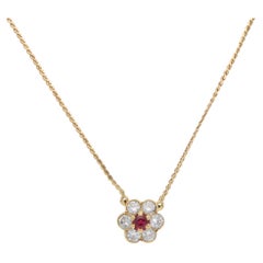 Boucheron Vintage-Halskette aus Gelbgold mit Rubin und Diamanten