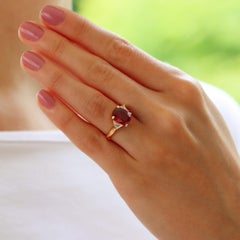 Vintage Boucheron Ruby and Diamond Ring Set in 18k Yellow Gold