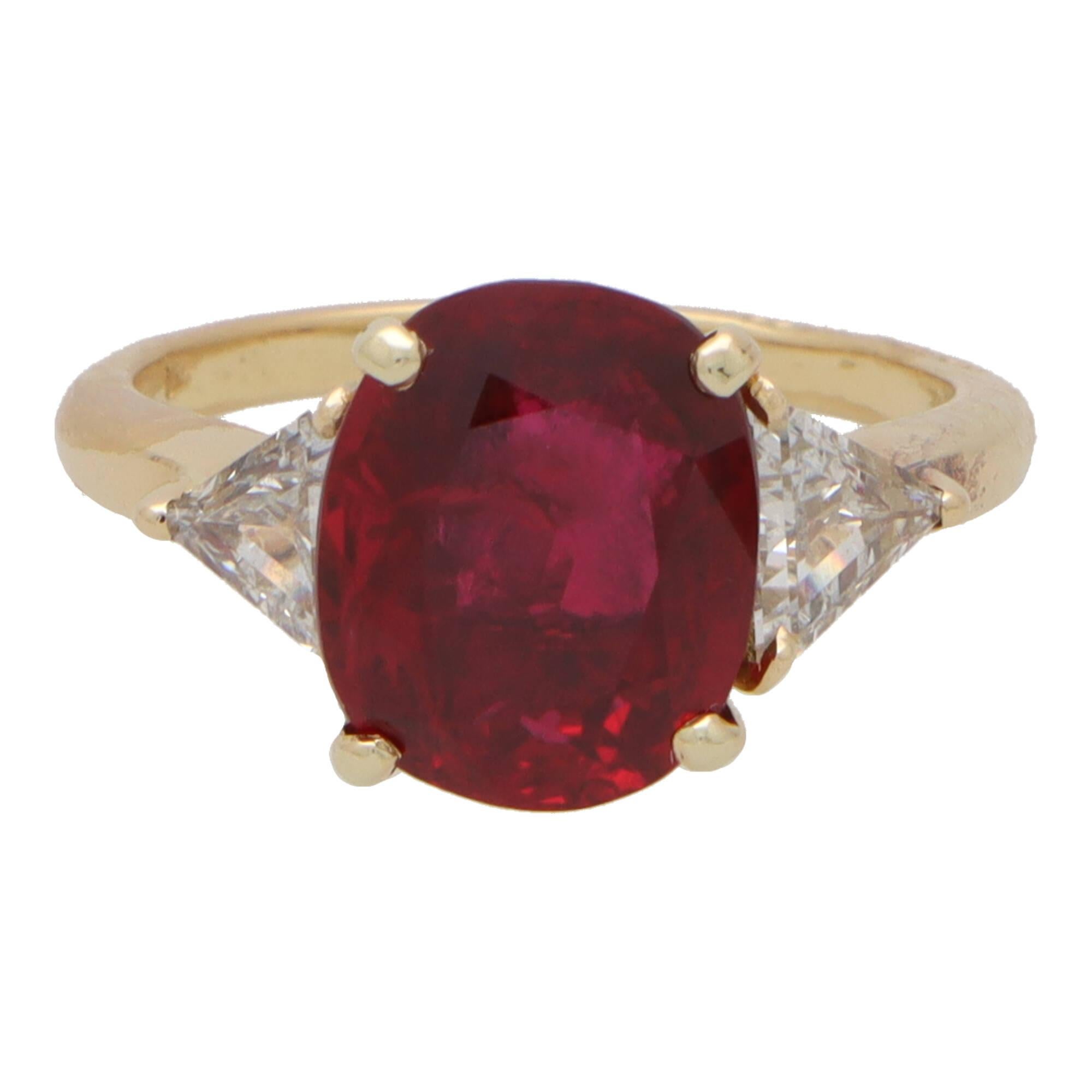  Vintage Boucheron Ruby and Diamond Ring Set in 18k Yellow Gold