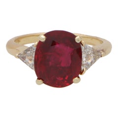  Retro Boucheron Ruby and Diamond Ring Set in 18k Yellow Gold