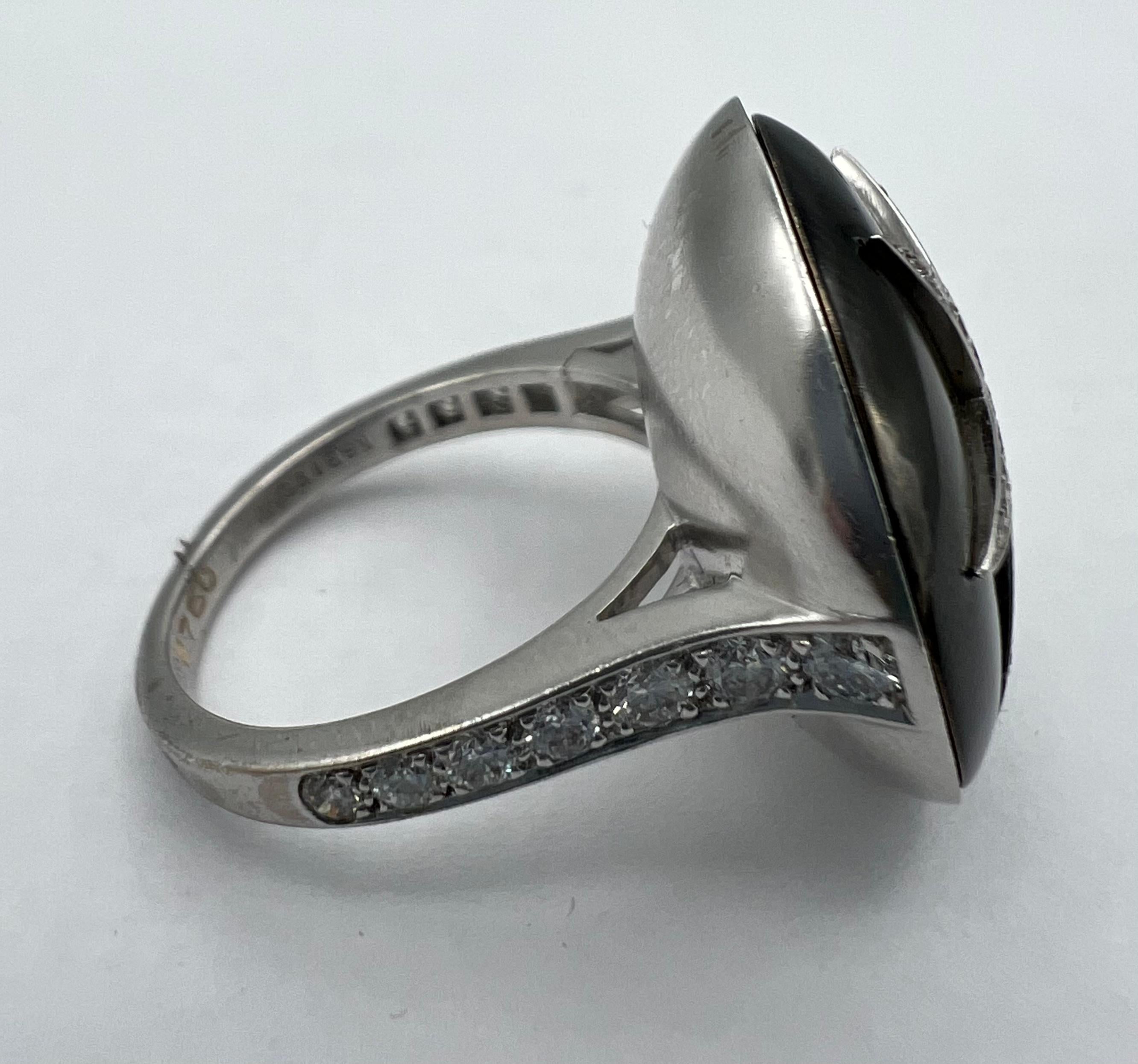Women's Vintage Boucheron Star Onyx Diamond Ring For Sale