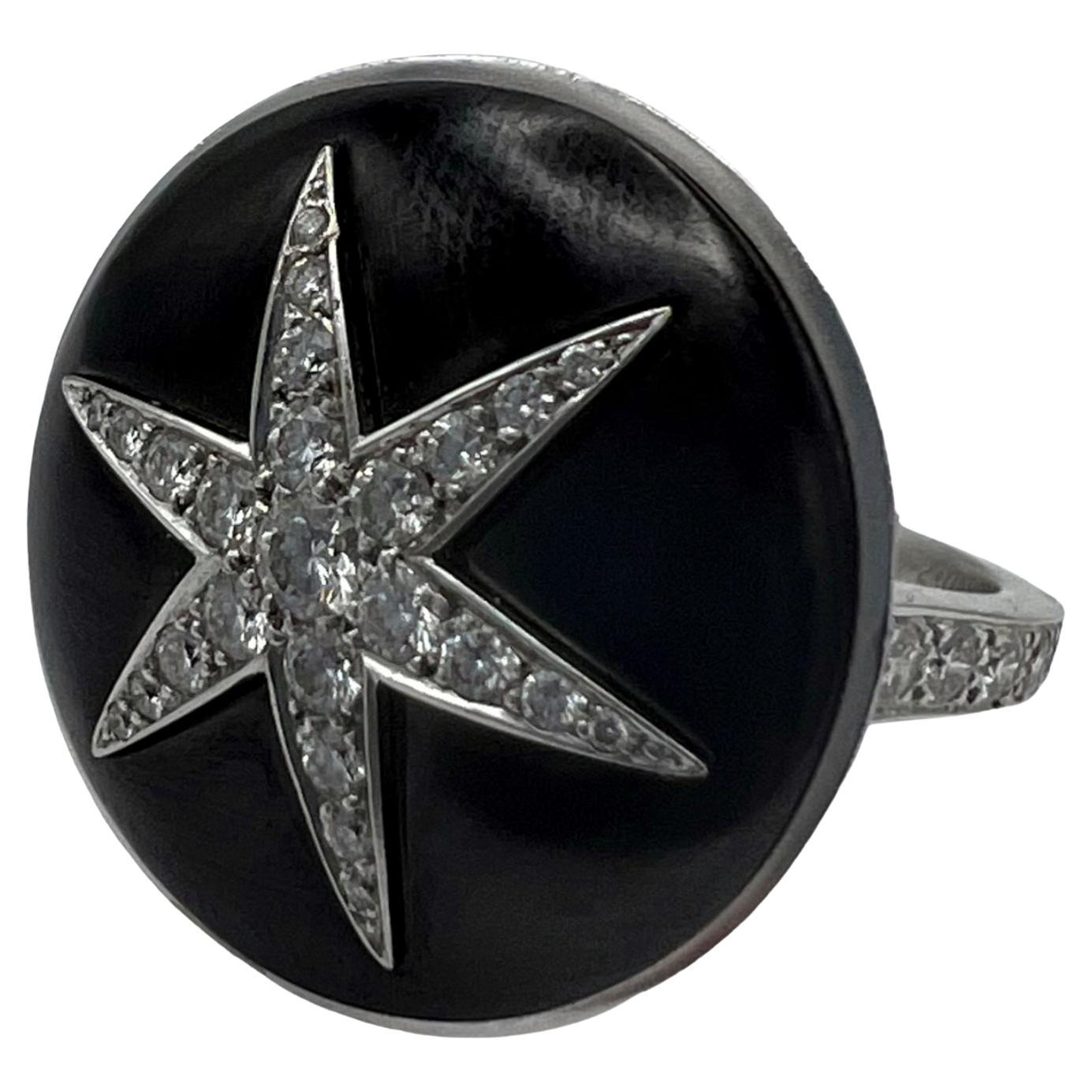 Vintage Boucheron Star Onyx Diamond Ring For Sale