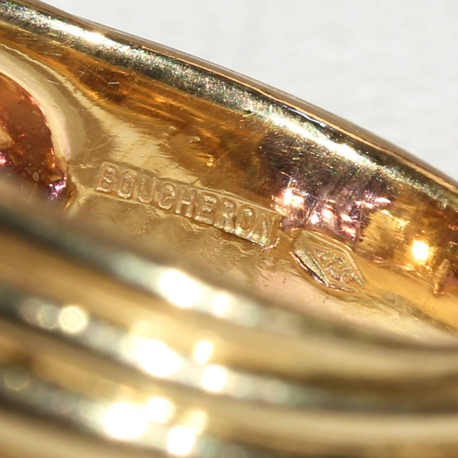 Vintage Boucheron Wavy Amethyst Gold Ring For Sale 1
