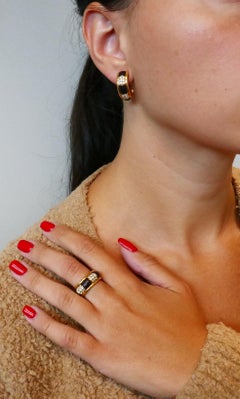 Vintage Boucheron Wood 18k Gold Ring Earrings Set