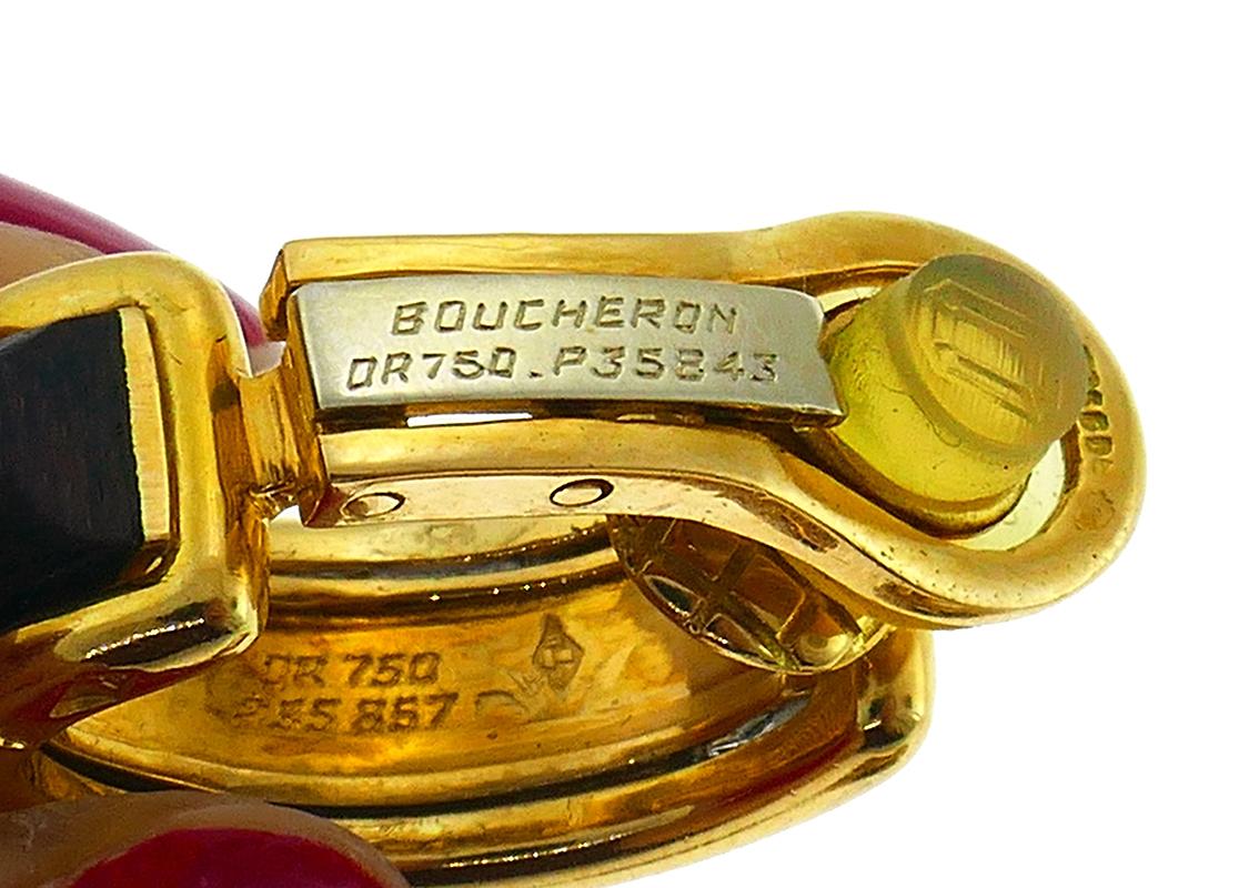 Vintage Boucheron Wood Ring Earrings Set 18k Gold Estate Jewelry 1