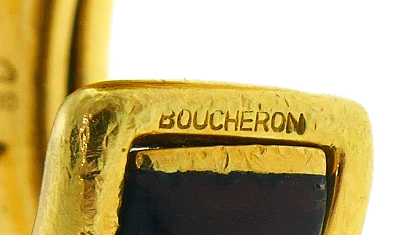 Vintage Boucheron Wood Ring Earrings Set 18k Gold Estate Jewelry 4