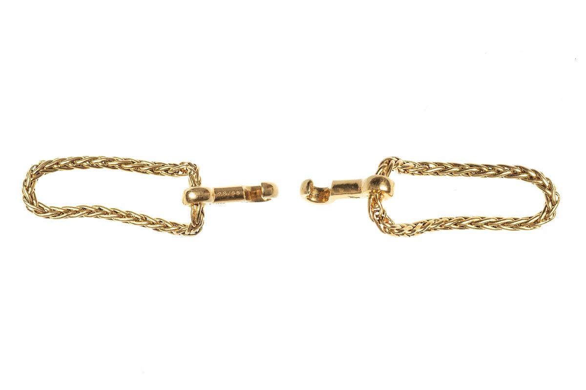 Contemporary Vintage Boucheron Woven Chain Cufflinks in 18 Karat Gold, French, circa 1950 For Sale