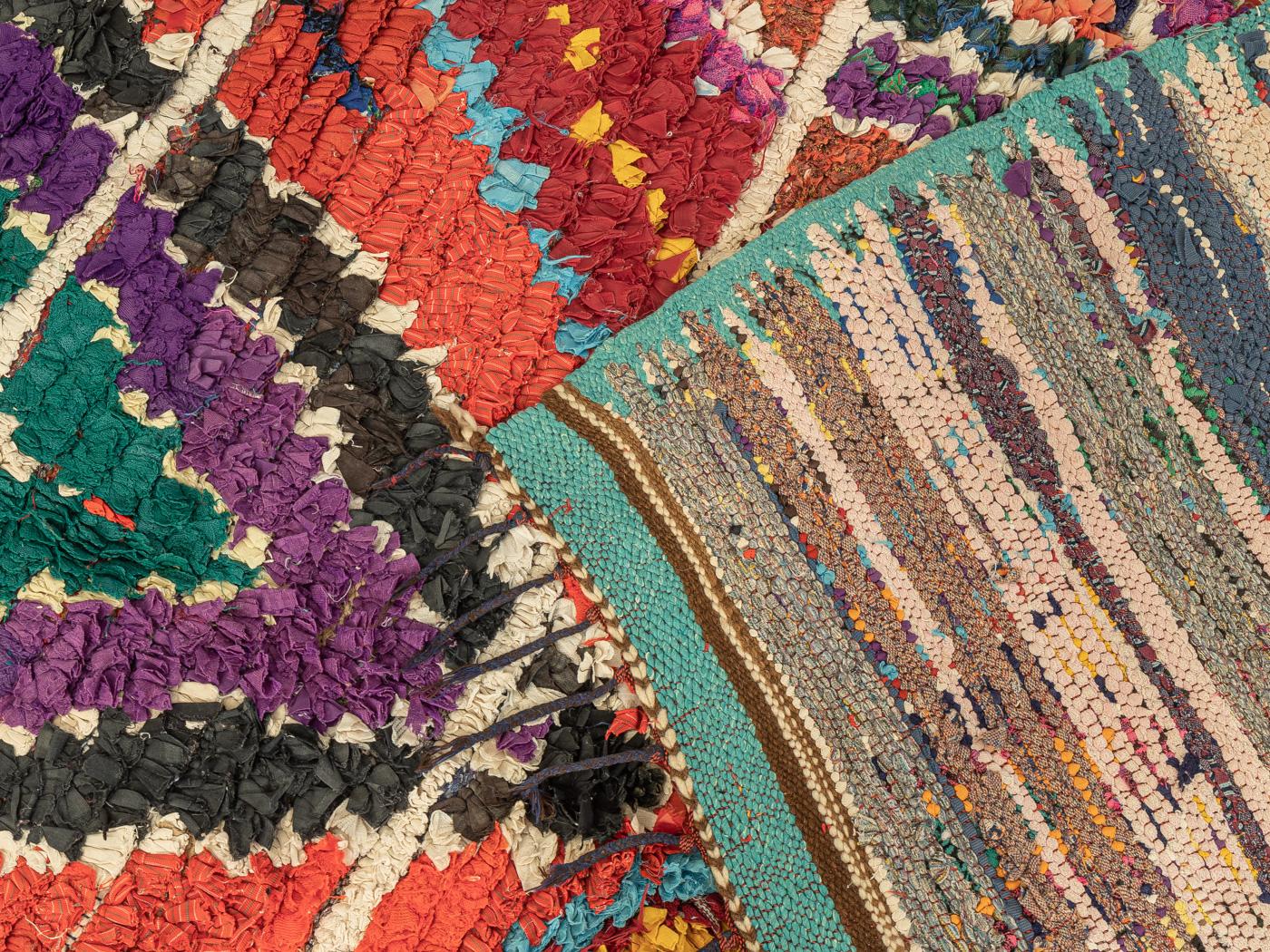 Wool Upcycled Vintage Boucherouite artistic sustainable Berber Rug Area of Ourika For Sale