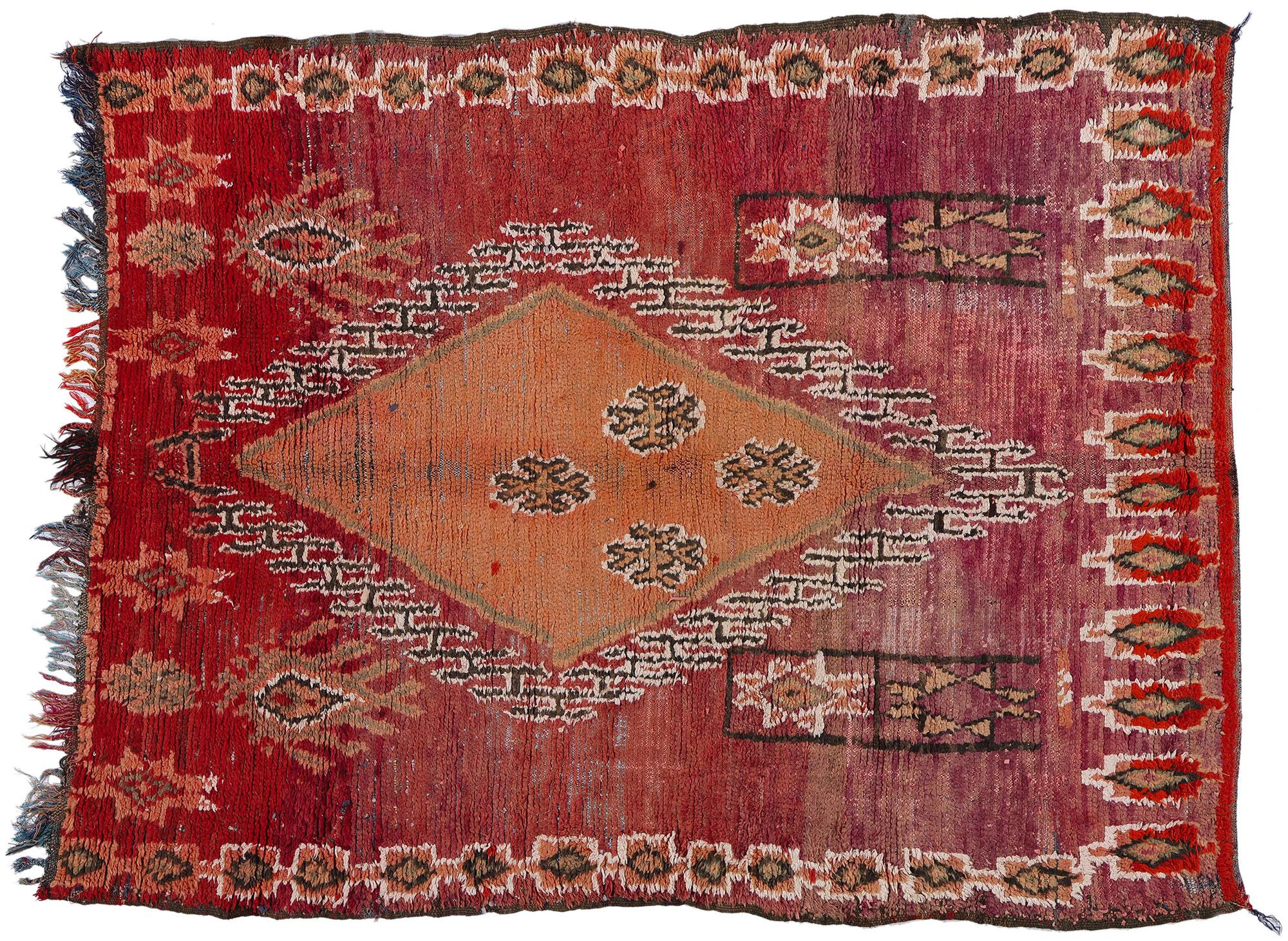 Vintage Boucherouite Boujad Moroccan Rag Rug, Sustainability Meets Cozy Nomad For Sale 3