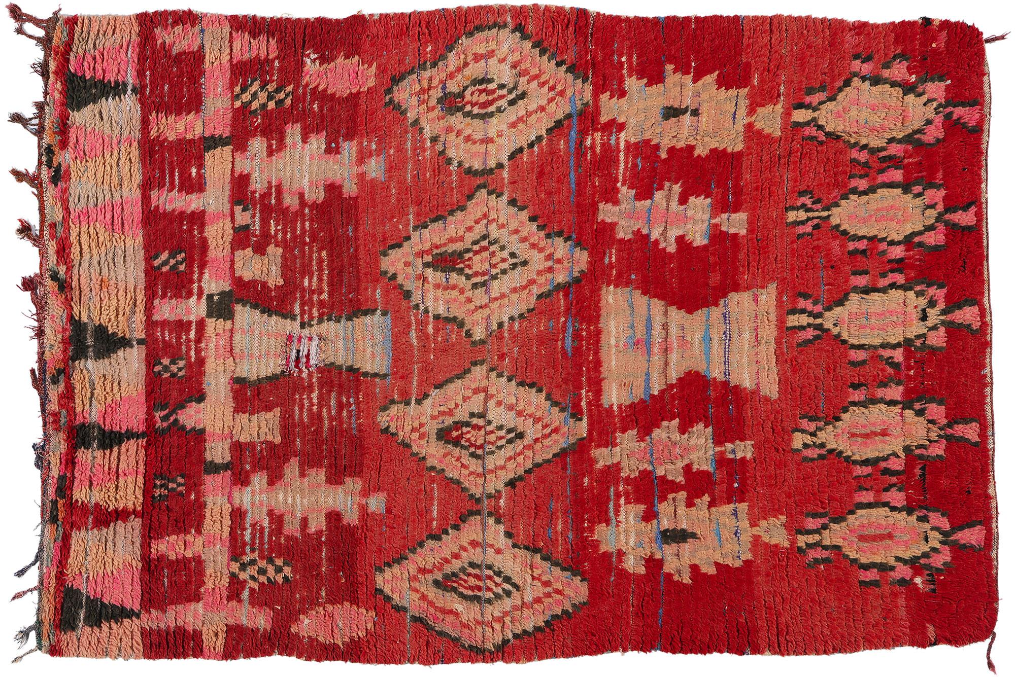 Marokkanischer Boucherouit-Boujad- Rag-Teppich im Vintage-Stil, Nachhaltigkeit trifft auf Cozy Nomad im Angebot 3