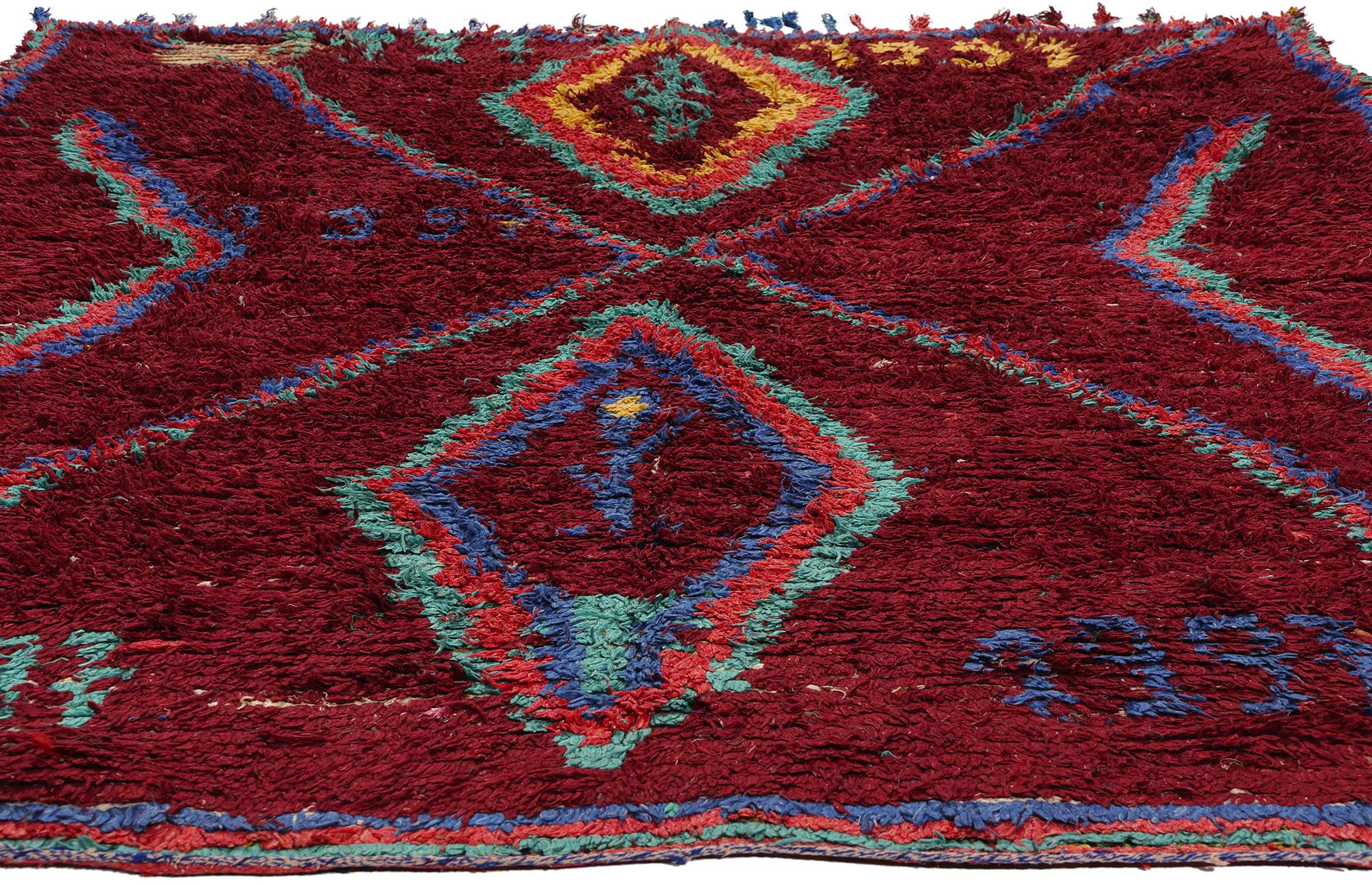 Marokkanischer Boucherouit-Boujad- Rag-Teppich im Vintage-Stil, Nachhaltigkeit trifft auf Cozy Nomad (Böhmisch) im Angebot