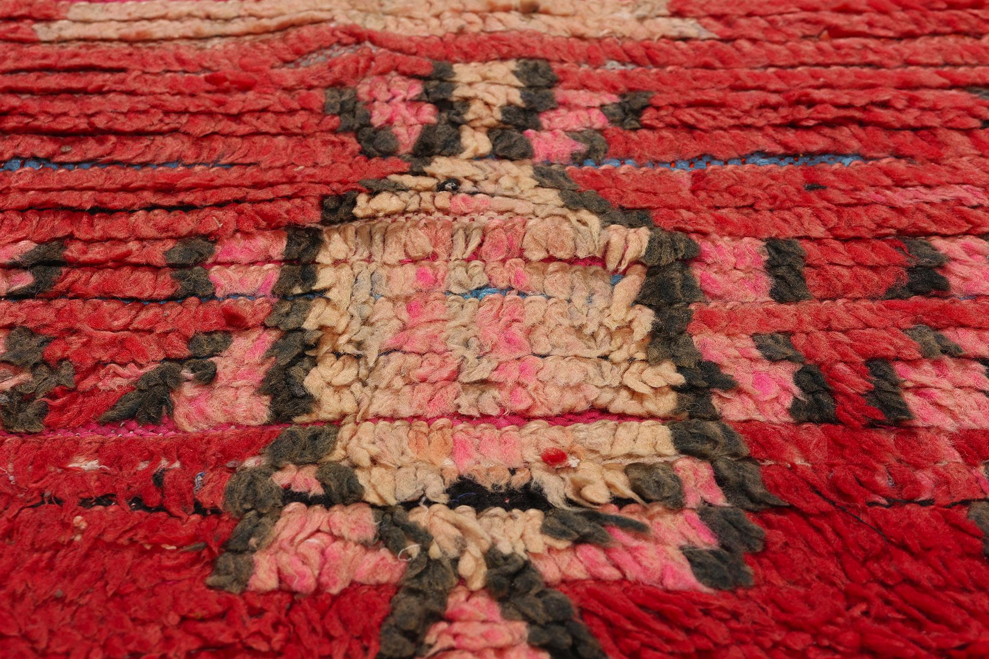 Noué à la main Tapis marocain Rag Boucherouite Boujad, la durabilité rencontre Cozy Nomad en vente