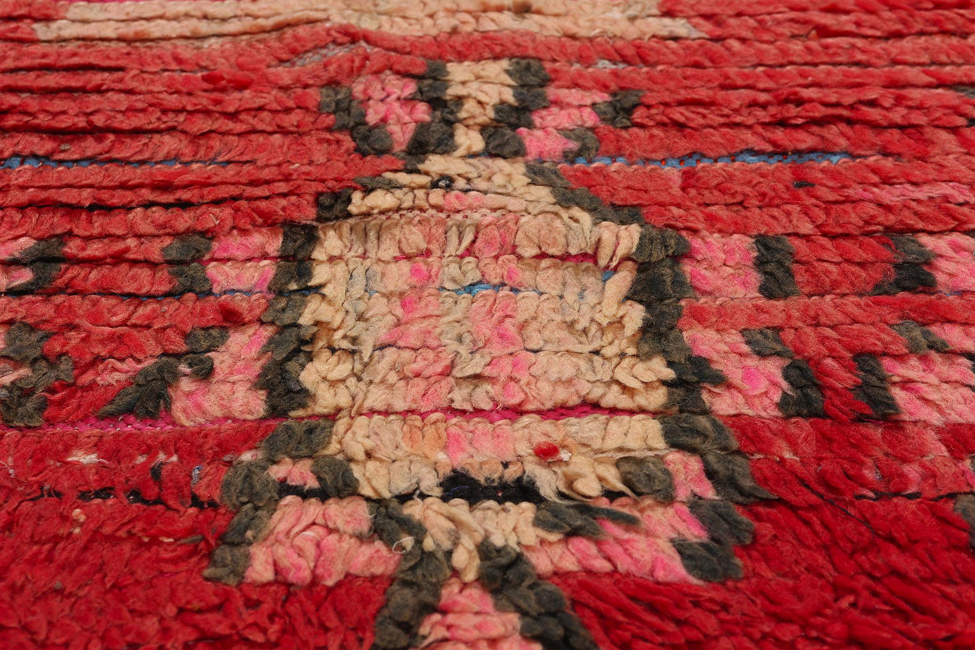 Vintage Boucherouite Boujad Moroccan Rag Rug, Sustainability Meets Cozy Nomad In Good Condition For Sale In Dallas, TX