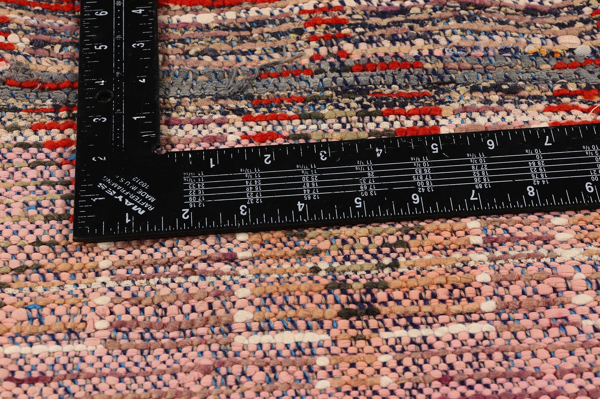 20th Century Vintage Boucherouite Boujad Moroccan Rag Rug, Sustainability Meets Cozy Nomad For Sale