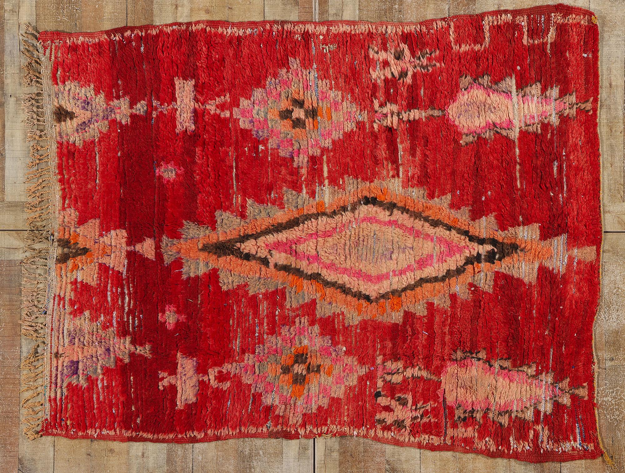 Marokkanischer Boucherouit-Boujad- Rag-Teppich im Vintage-Stil, Nachhaltigkeit trifft auf Cozy Nomad im Angebot 2