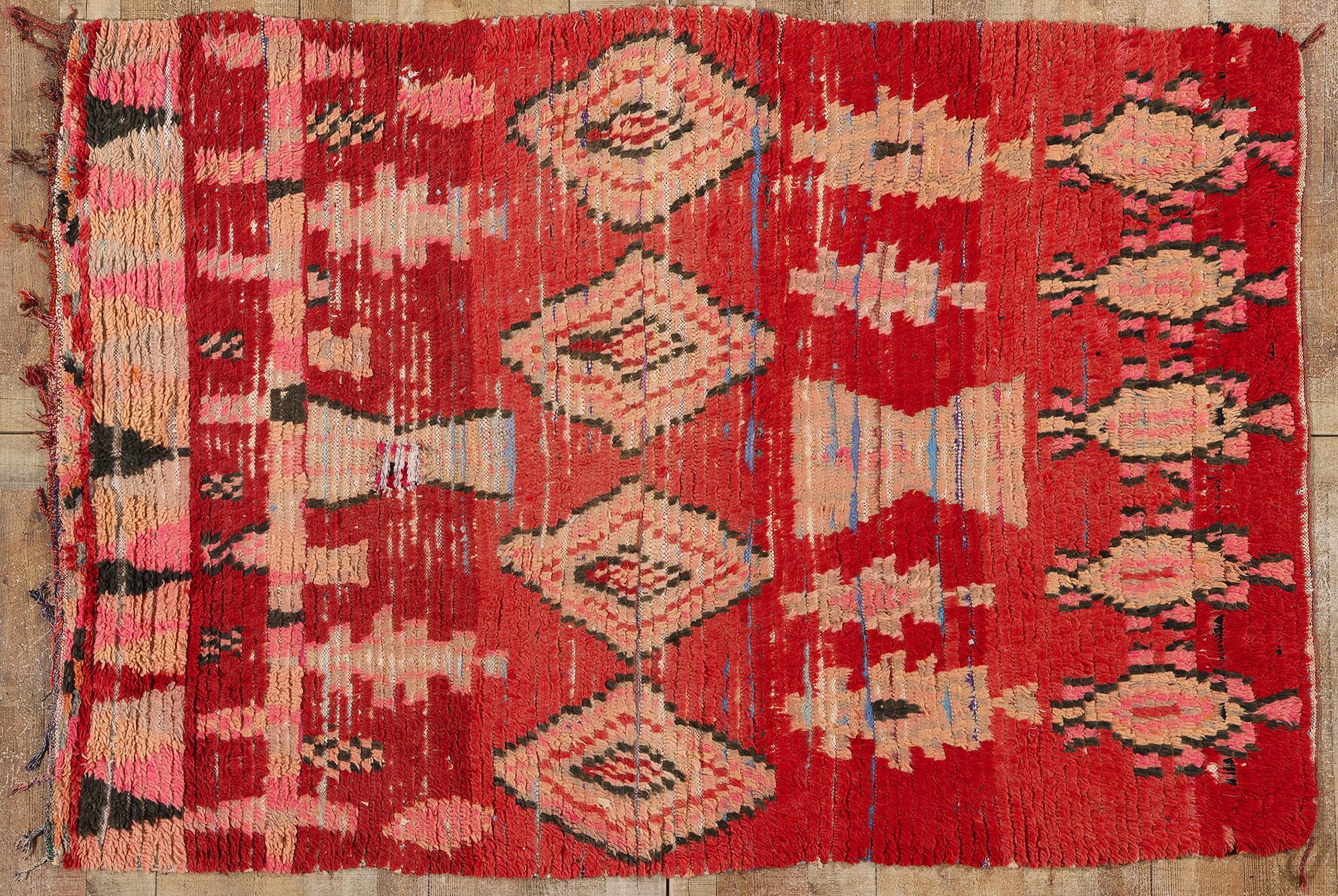 Vintage Boucherouite Boujad Moroccan Rag Rug, Sustainability Meets Cozy Nomad For Sale 2