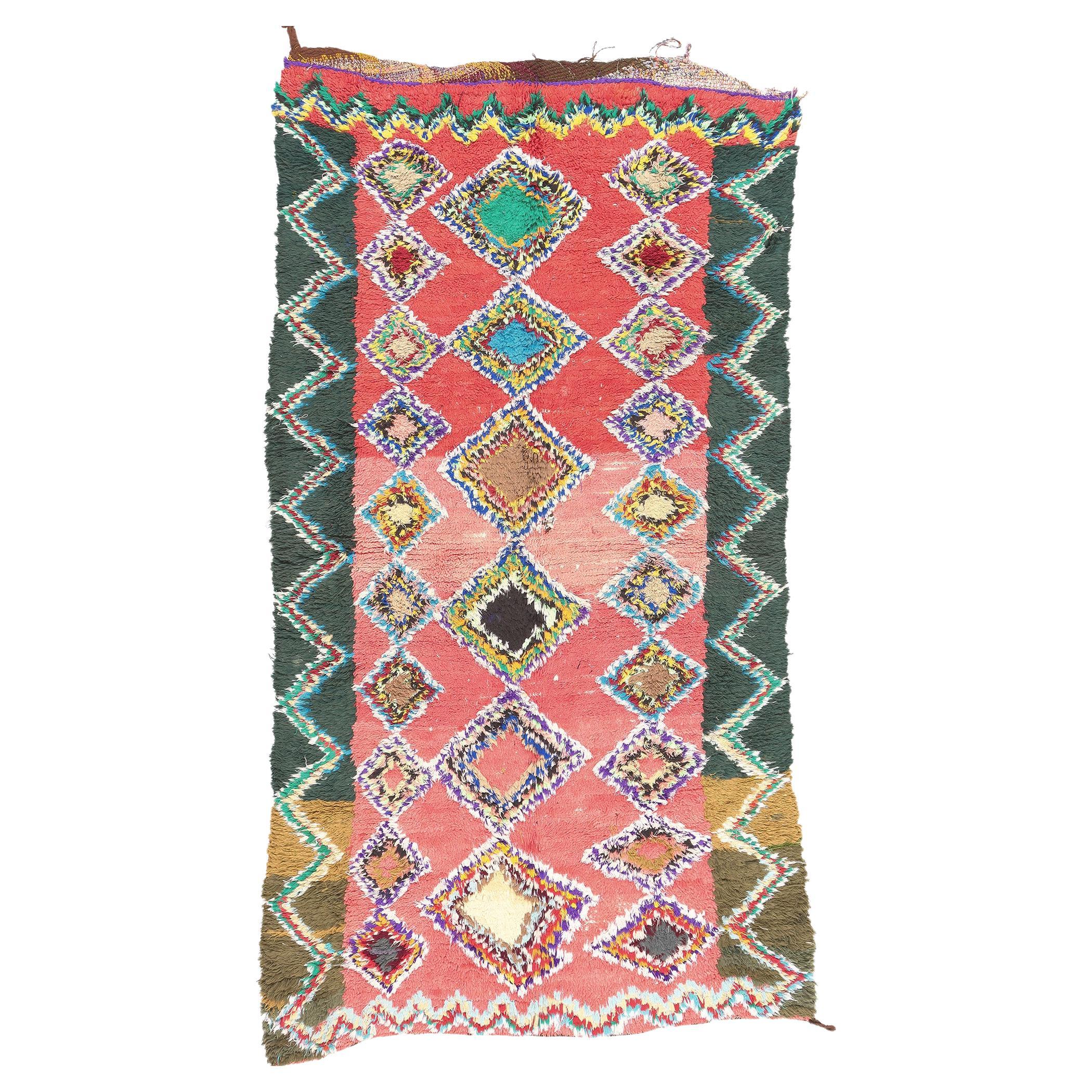 Vintage Boucherouite marokkanischen Azilal Rag Teppich von Berber Tribes of Morocco