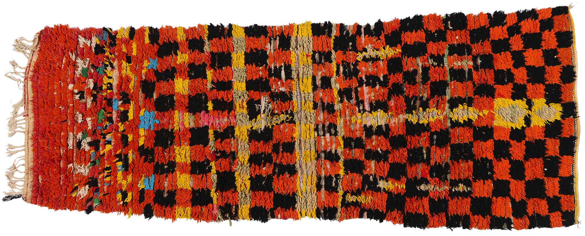 Vintage Boucherouite Moroccan Azilal Rag Rug, Cubism Meets Sustainable Design  For Sale 3
