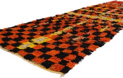 Vintage Boucherouite Moroccan Azilal Rag Rug, Cubism Meets Sustainable Design