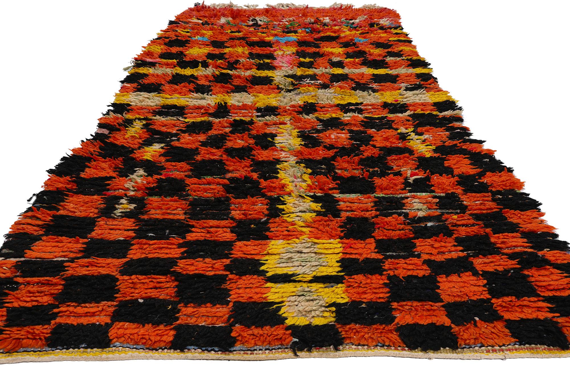 Tribal Vintage Boucherouite Moroccan Azilal Rag Rug, Cubism Meets Sustainable Design  For Sale