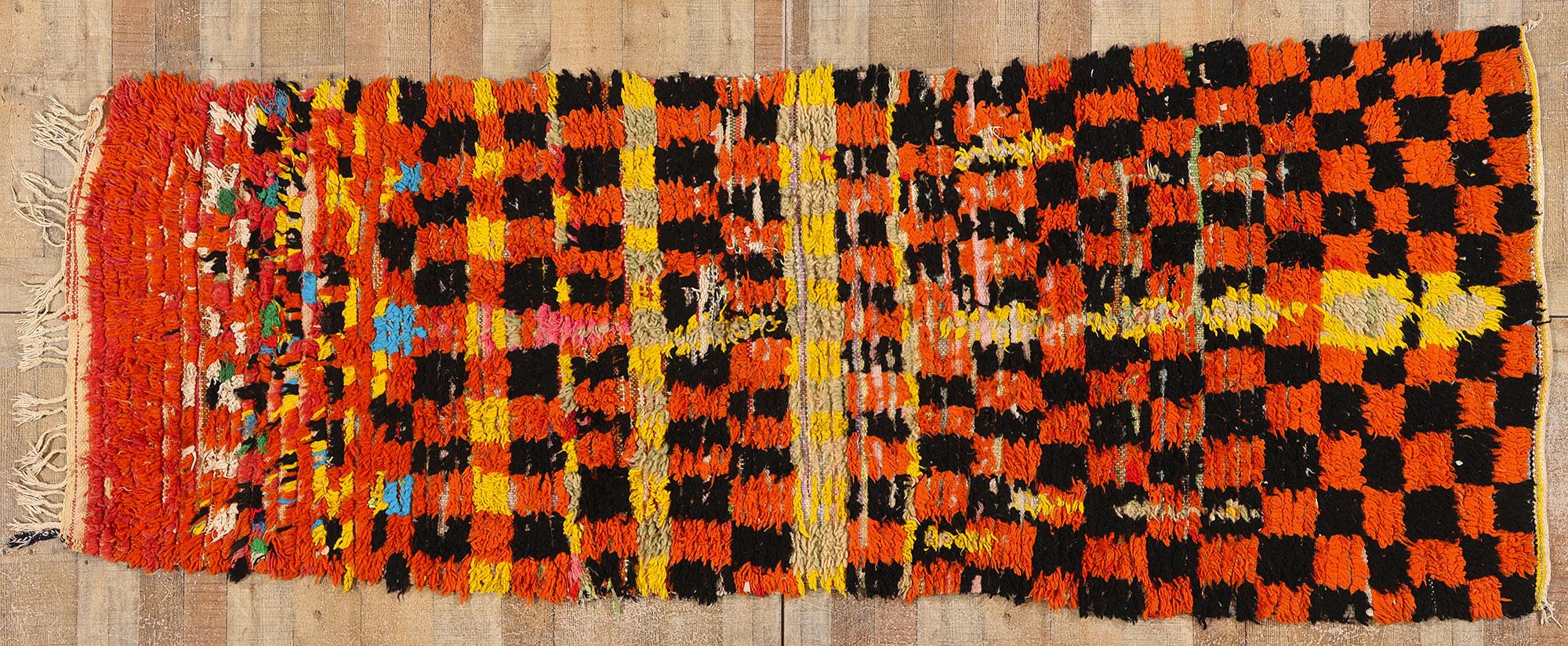 Vintage Boucherouite Moroccan Azilal Rag Rug, Cubism Meets Sustainable Design  For Sale 2