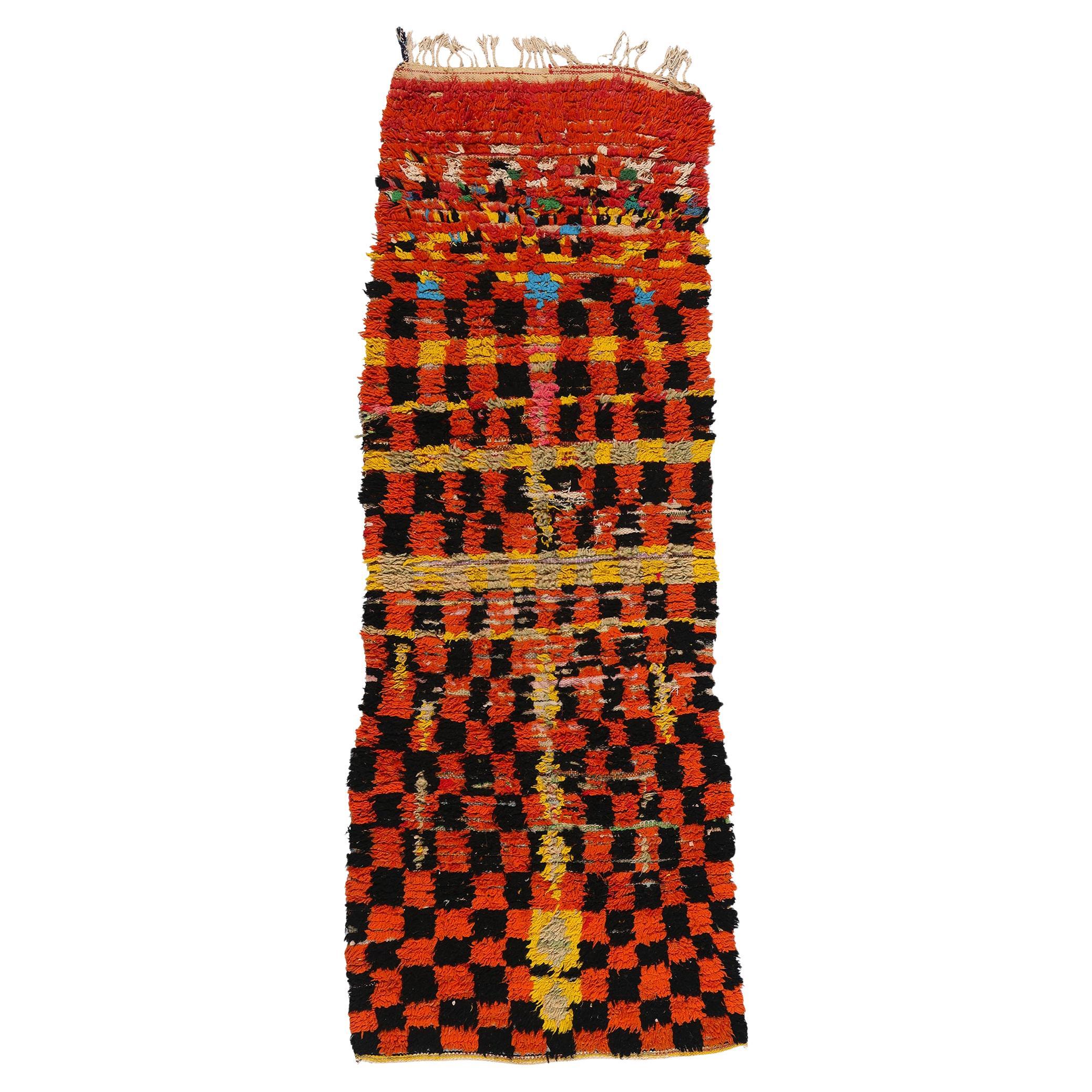 Vintage Boucherouite Moroccan Azilal Rag Rug, Cubism Meets Sustainable Design  For Sale