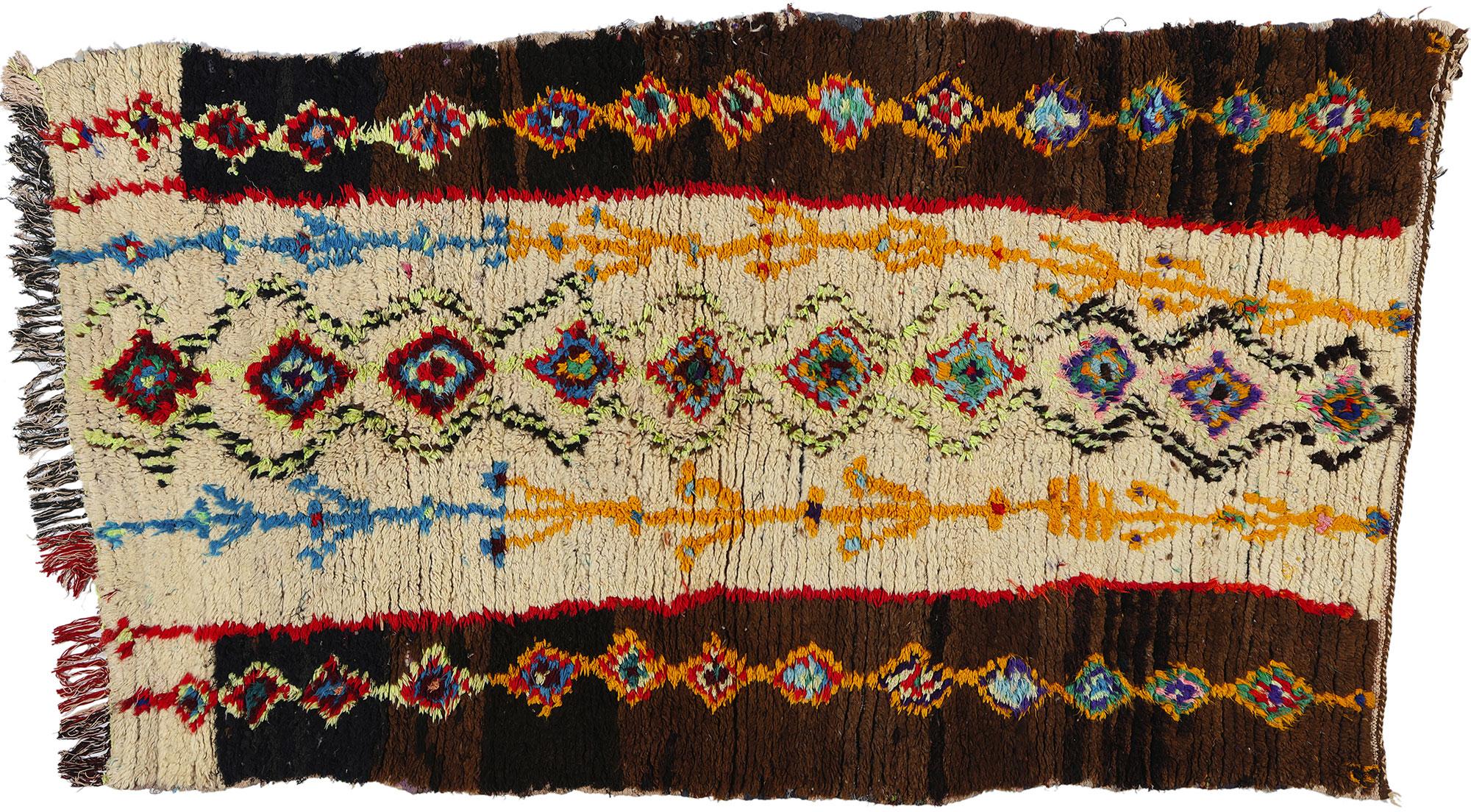 Vintage Boucherouite Moroccan Azilal Rag Rug, Sustainability Meets Cozy Nomad For Sale 3